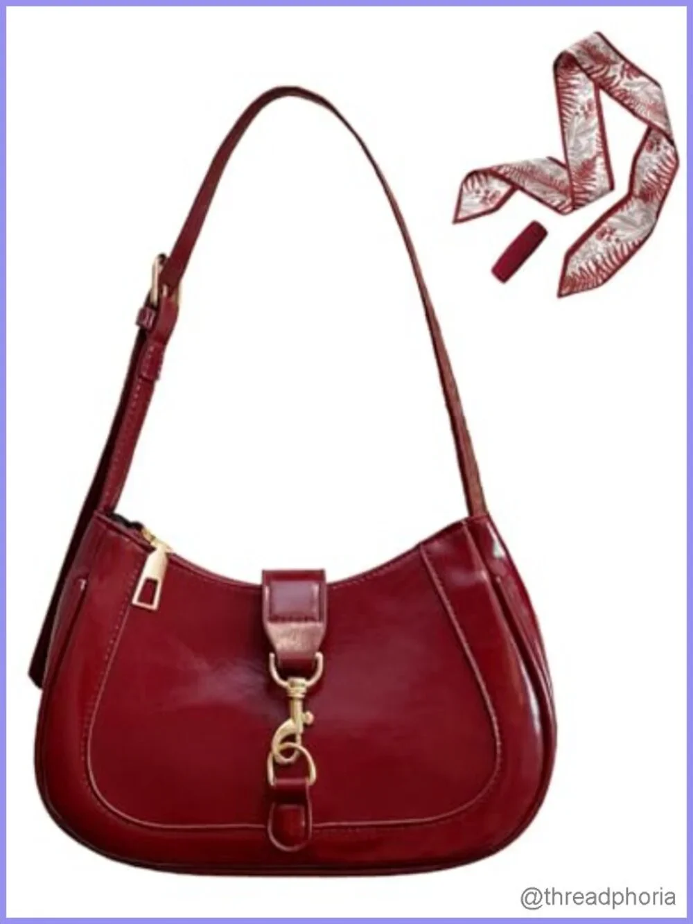 Small Hobo Leather Shoulder Bag for Women with Zipper Closure